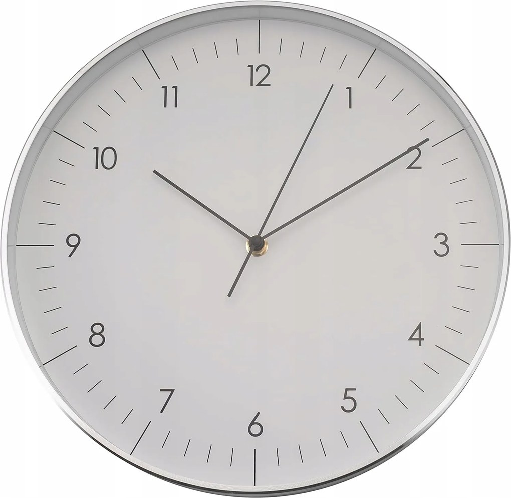 Falióra Analóg áramló másodpercmutató csendes fehér ezüst 31 cm