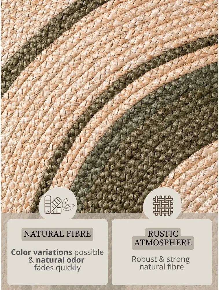 Natúr színű kétoldalas-kézi szövésű juta kerek szőnyeg ø 150 cm Basil – Hanse Home