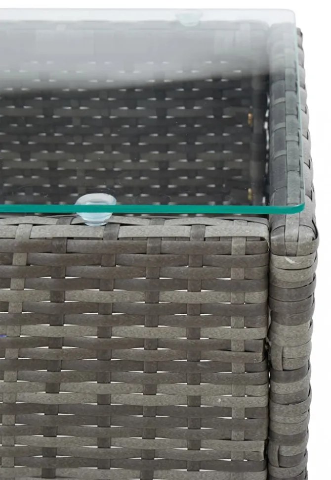 szürke polyrattan dohányzóasztal 60 x 40 x 36 cm