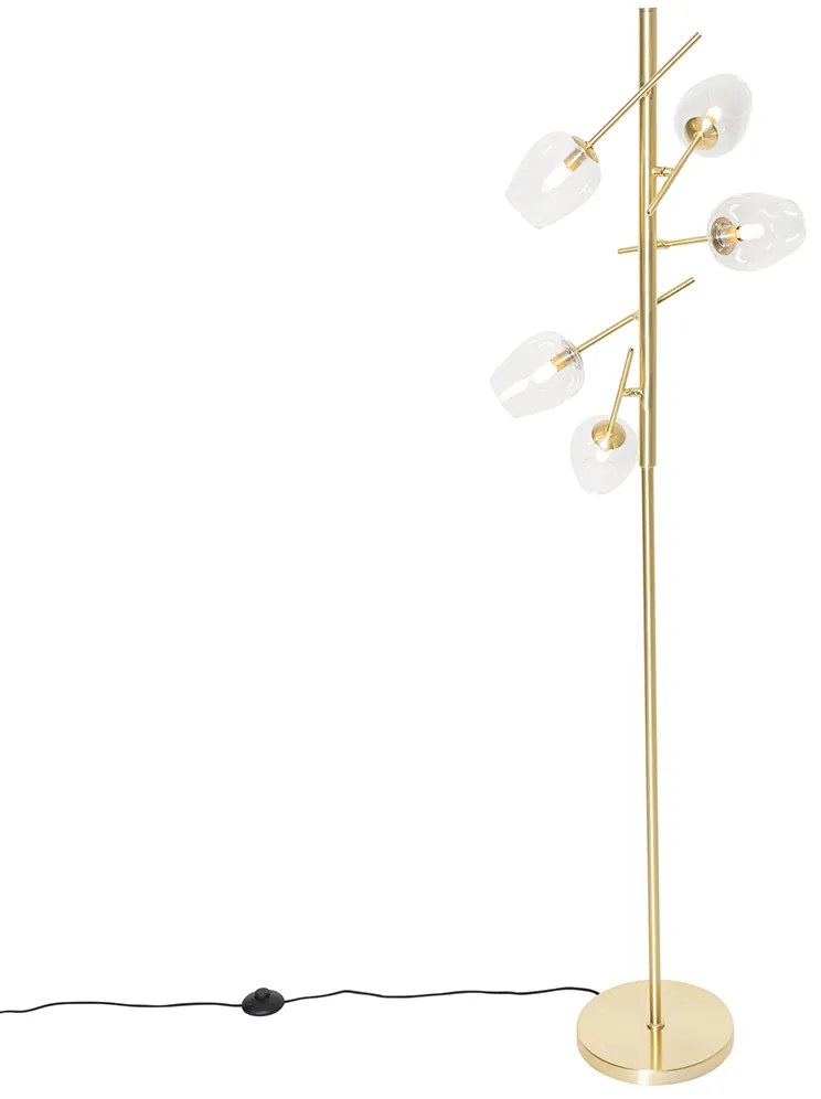 Klasszikus állólámpa arany üveggel 5-lámpás - Elien