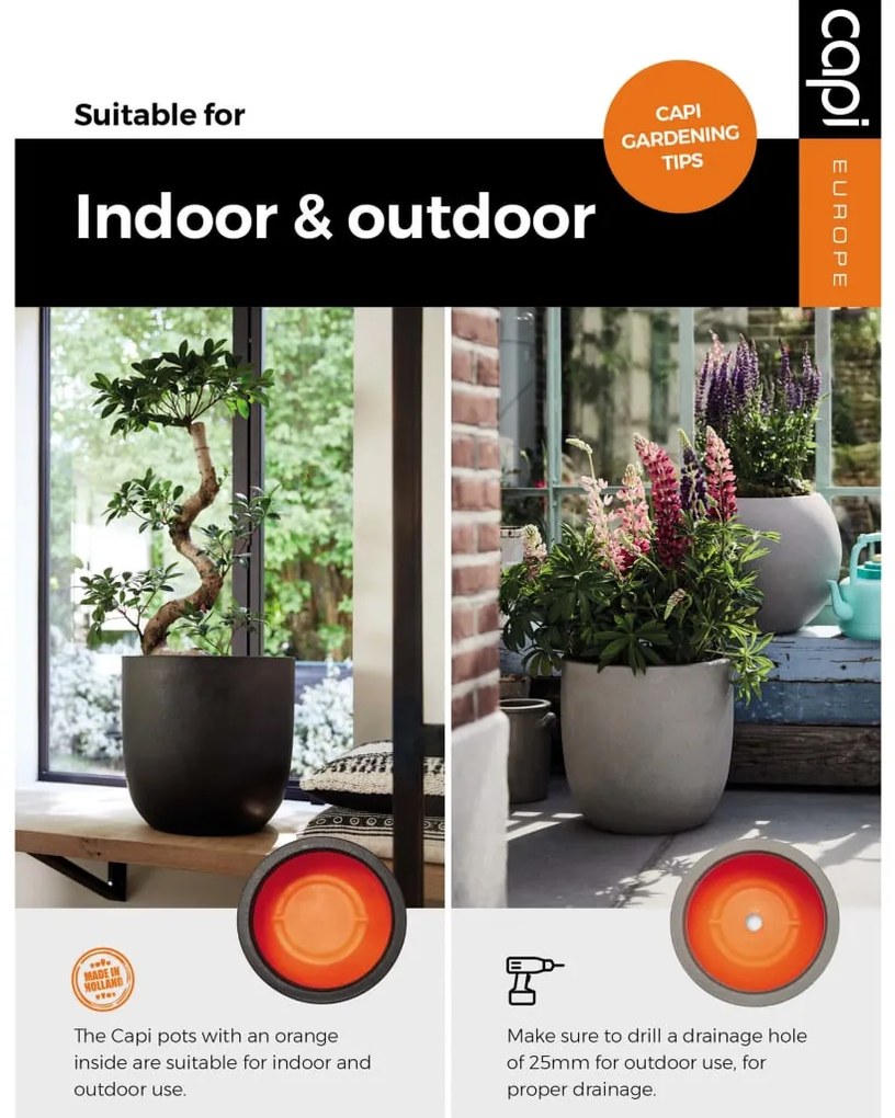 Capi Nature Rib KOFI903 elefántcsontszínű növénytartó 40 x 40 cm