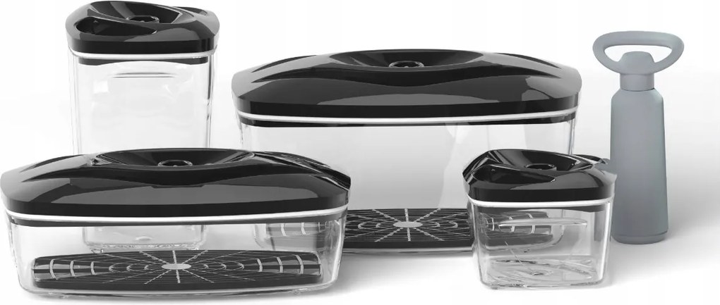 Szett: 4 db SeeYoo Dafi légmentesen záródó ételtároló doboz Fekete pumpa