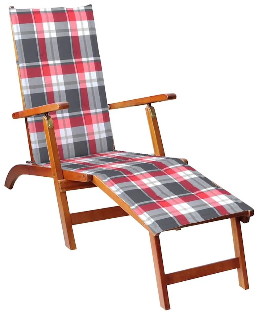 Tömör akácfa kültéri napozószék lábtartóval és párnával