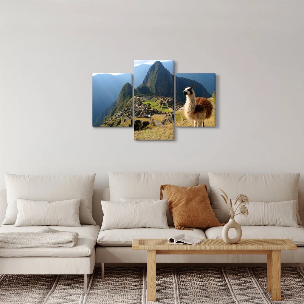 Kép - Láma és Machu Picchu (90x60 cm)