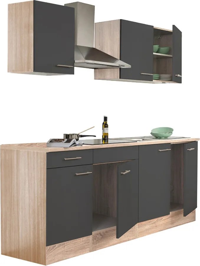 Yorki 210 konyhabútor sonoma tölgy korpusz,selyemfényű antracit fronttal