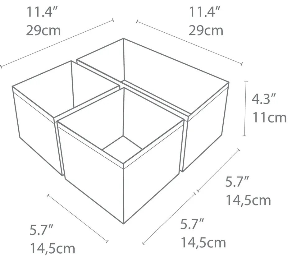 Drawer 3 db-os szürke rendszerező szett - Bigso Box of Sweden