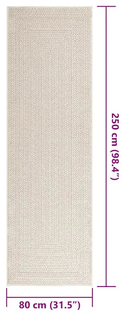 ZIZUR krém juta hatású beltéri és kültéri szőnyeg 80x250 cm