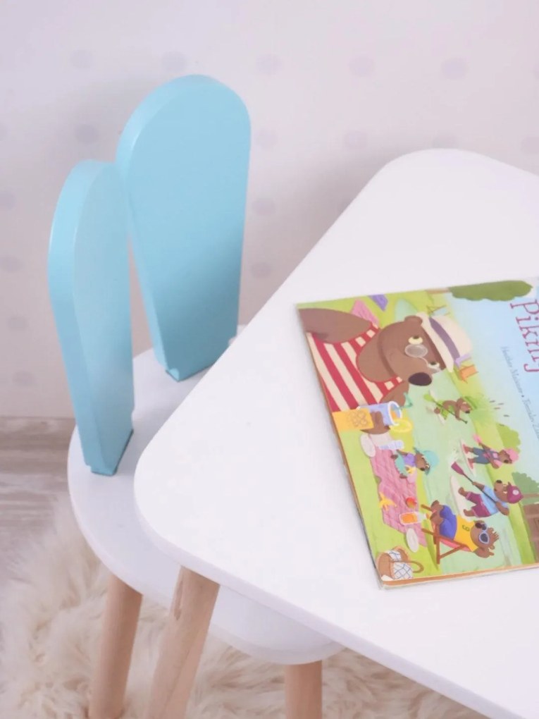 Gyerekasztal székekkel Bunny One Chair Set - Baby Blue, White