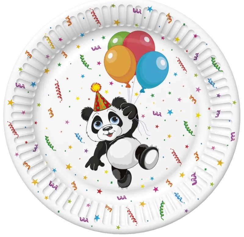 Állatos Funny Panda papírtányér 8 db-os 18 cm
