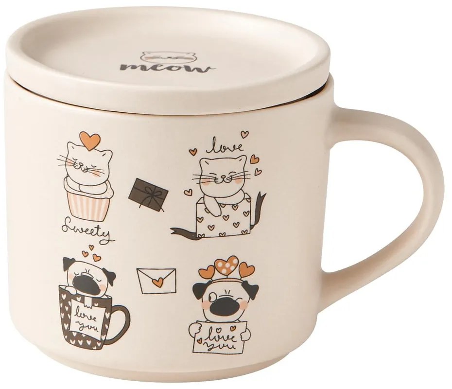 Narancssárga-bézs porcelán bögre szett 2 db-os 350 ml Cats – Brandani