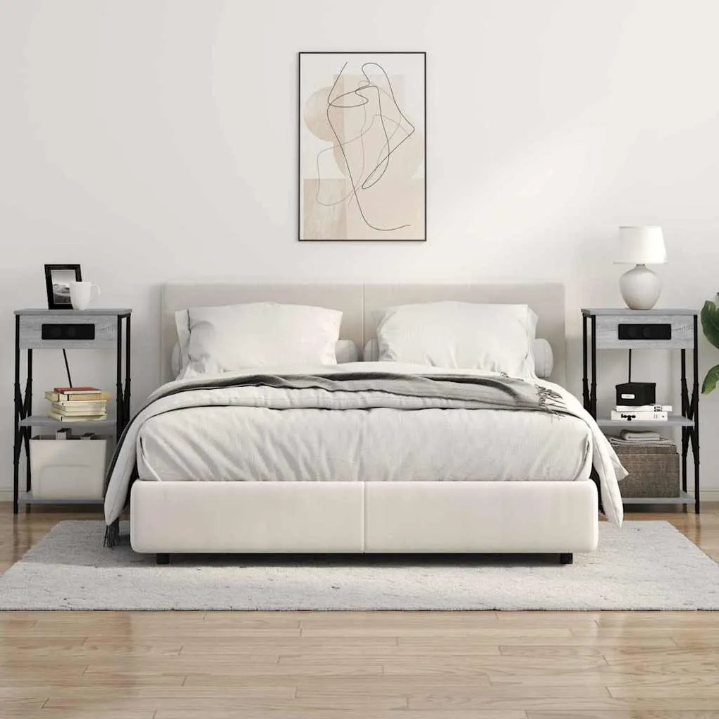 Éjjeli Szekrények 2 pcs Szürke sonoma 41 x 31 x 76 cm Faanyag