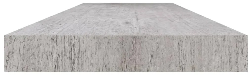2 db betonszürke MDF lebegő fali polc 120 x 23,5 x 3,8 cm