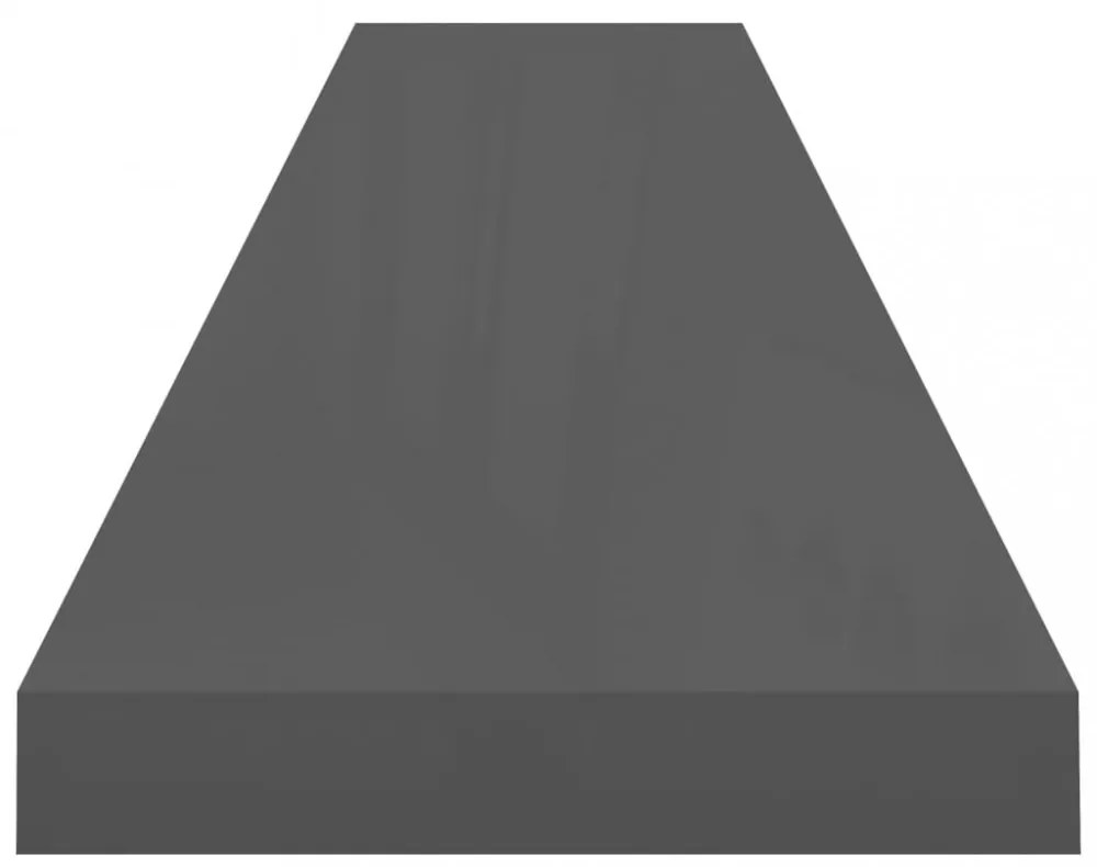 4 db magasfényű szürke MDF lebegő fali polc 120 x 23,5 x 3,8 cm