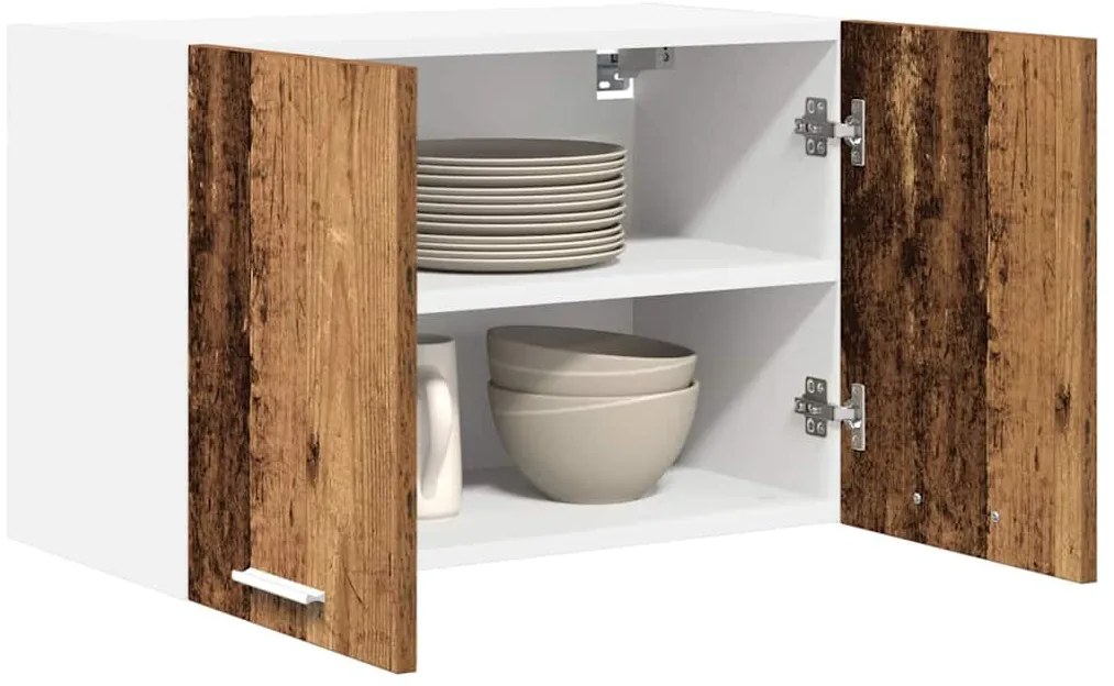 Függő szekrény Riga 2 pcs Régi fa és fehér 60 x 31 x 40 cm