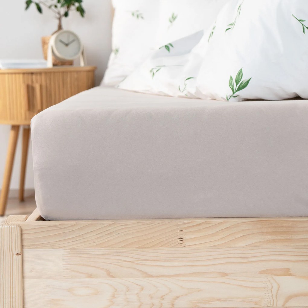 Goldea jersey gumis lepedő - szürkésbarna 140 x 200 cm