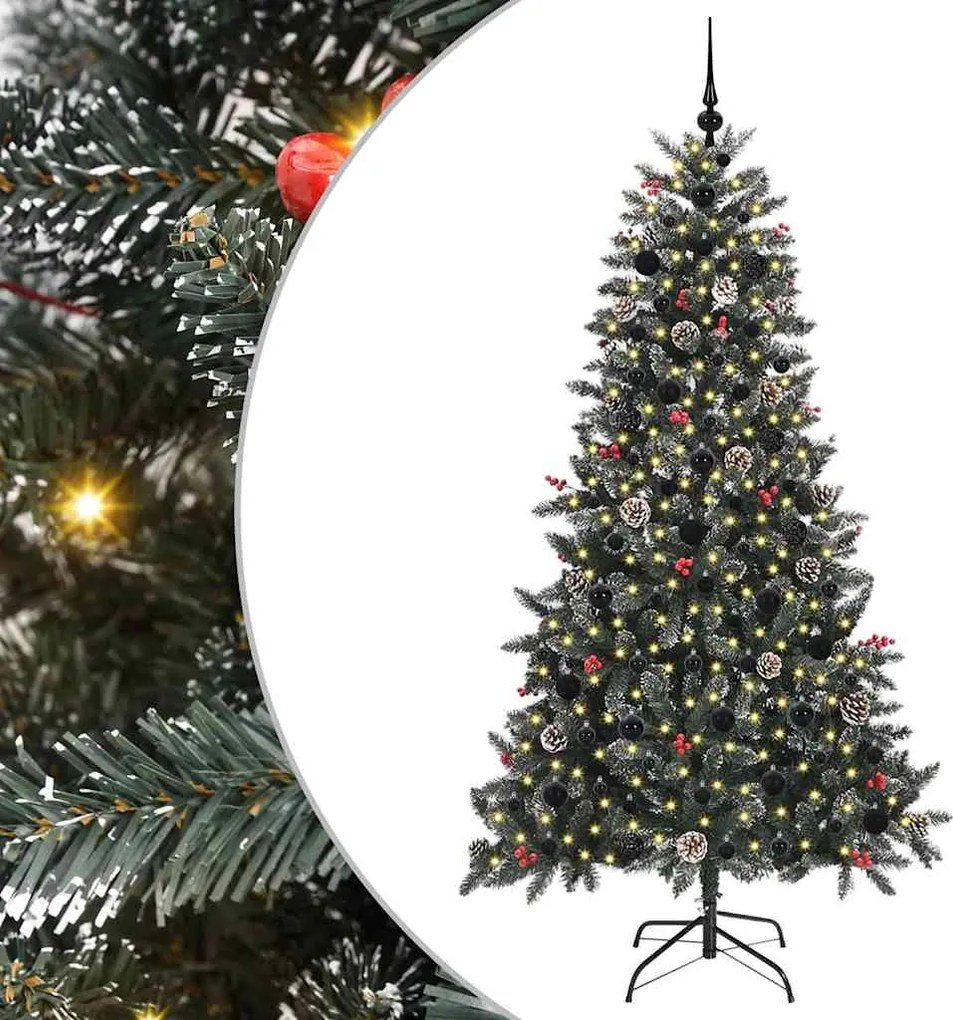 vidaXL Mű karácsonyfa 300 LED-del Zöld 180 cm PVC és Műanyag és Acél
