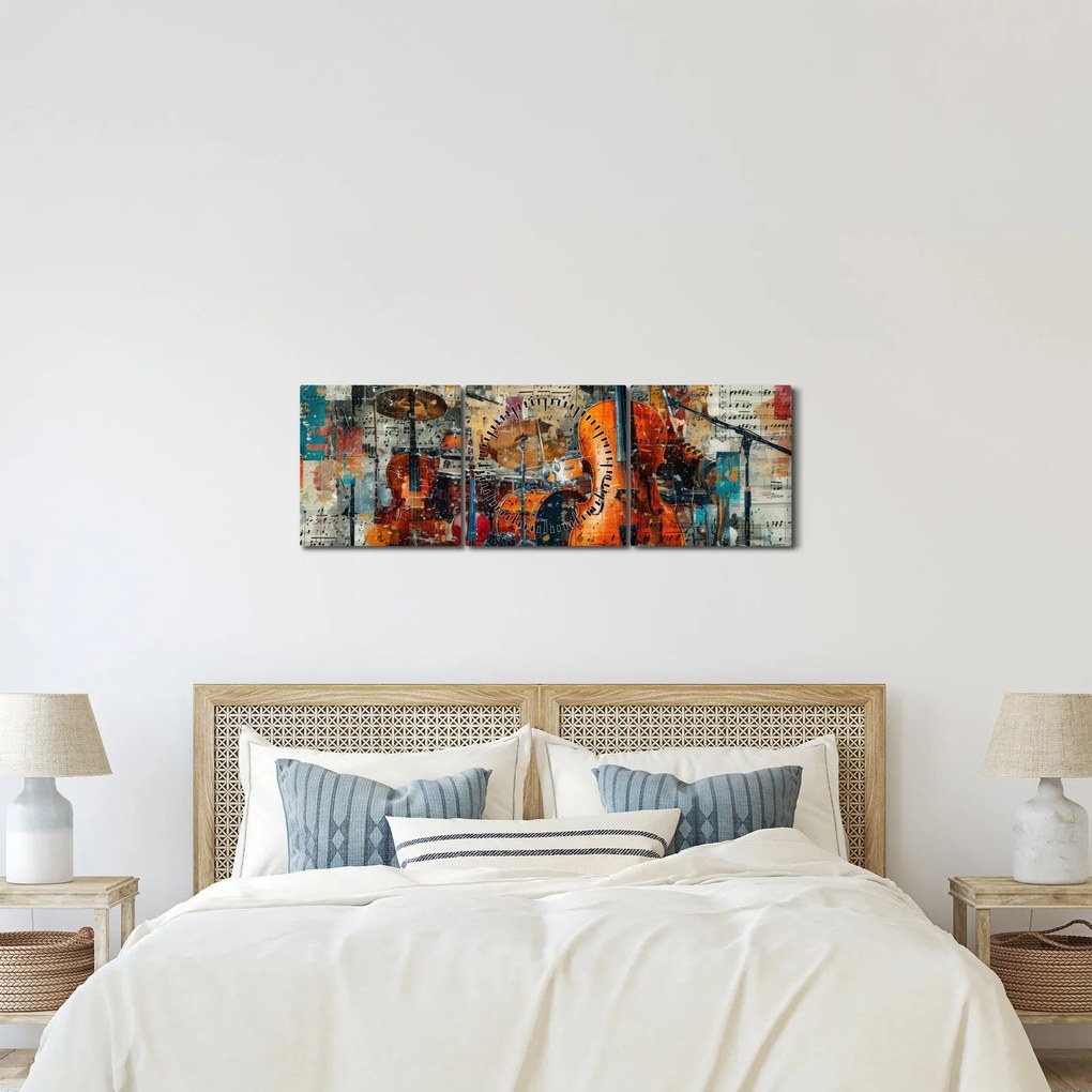 Kép - Hangszerek (órával) (90x30 cm)