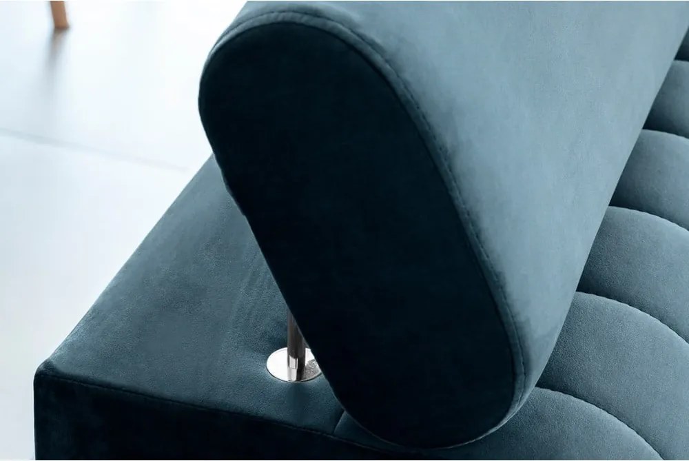 Kék bársony kinyitható kanapé 261 cm Laurence – ELTAP