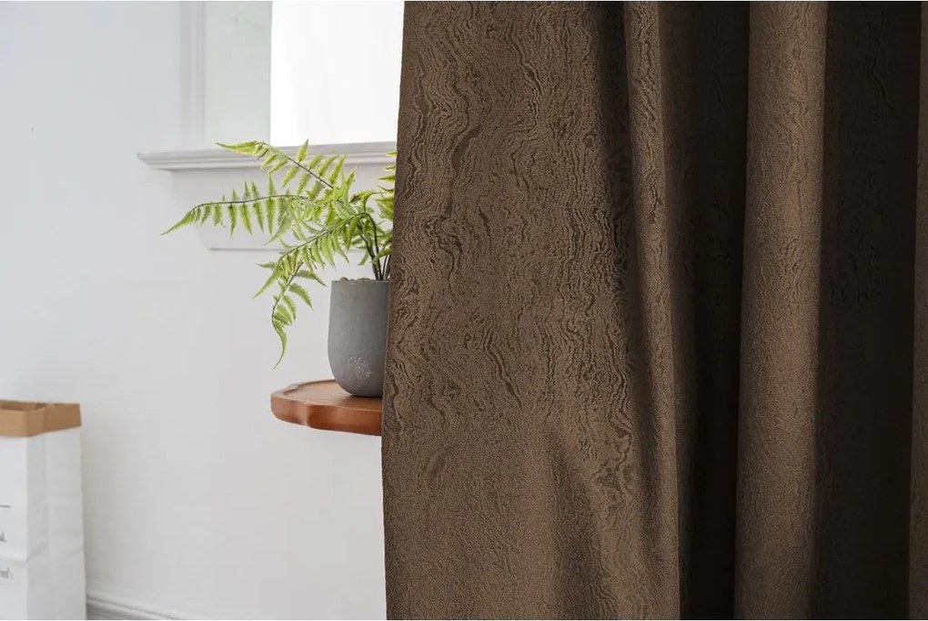 Sötétítő függöny DUNES VELVET 140x250 cm, barna Felfüggesztés: Fém gyűrűk