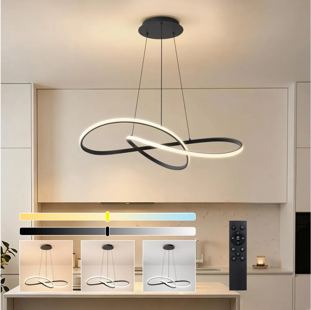 Brilagi - LED dimmelhető kábeles csillár INFINITY LED/80W/230V 80x80 cm fekete + távirányító