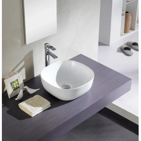 Bathco 4071 - OLEA ráépíthető mosdó 41x41 cm porcelán/fehér
