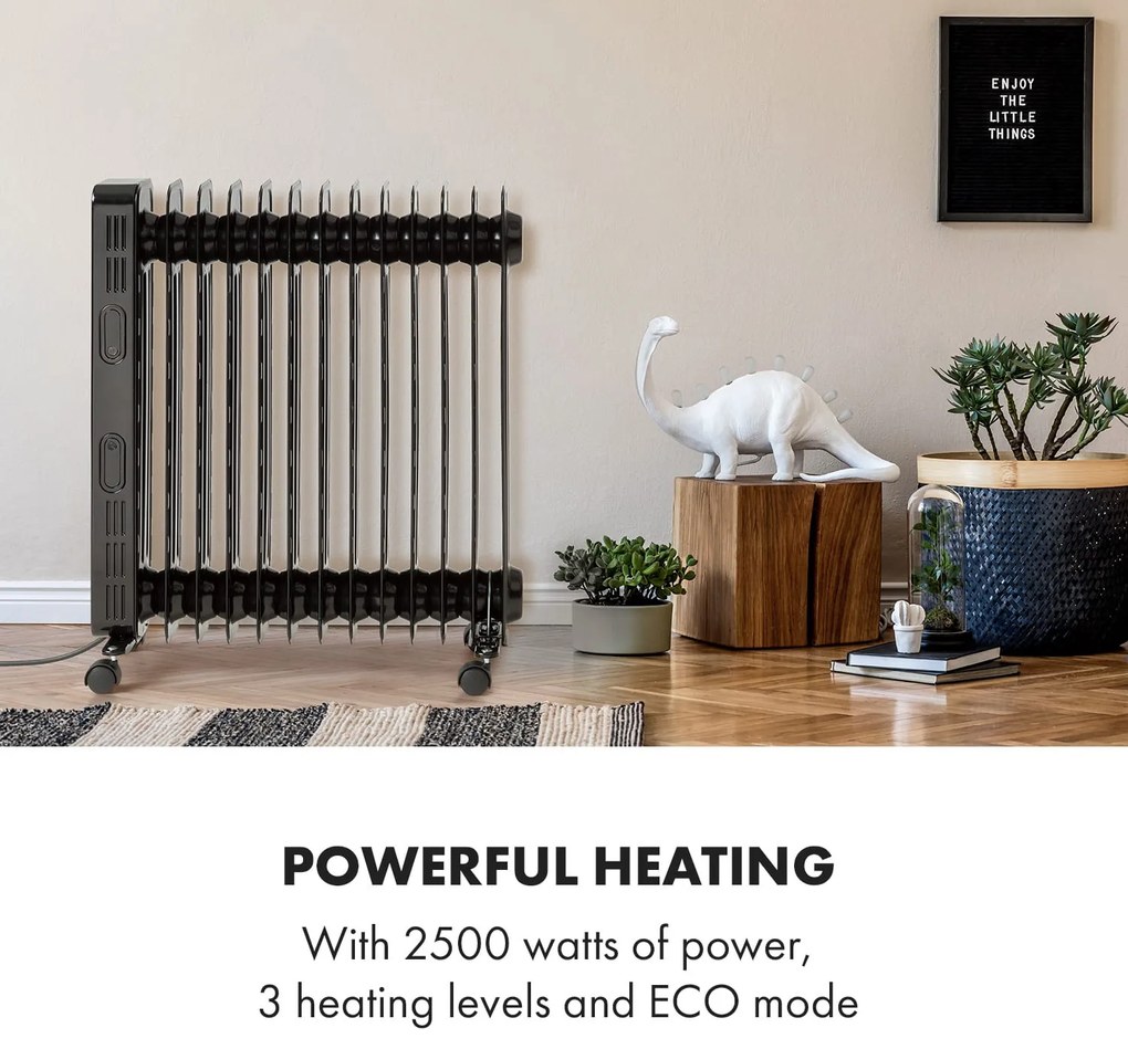 Klarstein Thermaxx Heatstream, olajradiátor, 2500 W, 5 - 35 °C, 24-órás időzítő, fekete