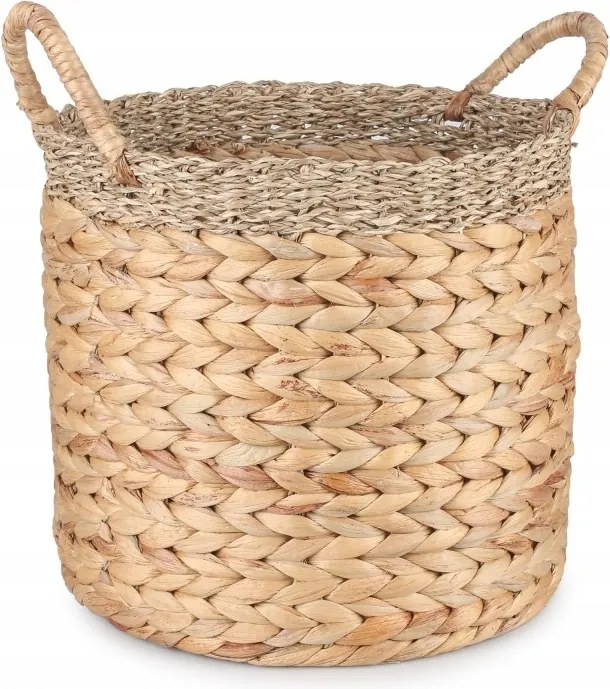 Vízi Jácint Kosár Kerek Boho 30x27cm Fogantyúk Tárolás