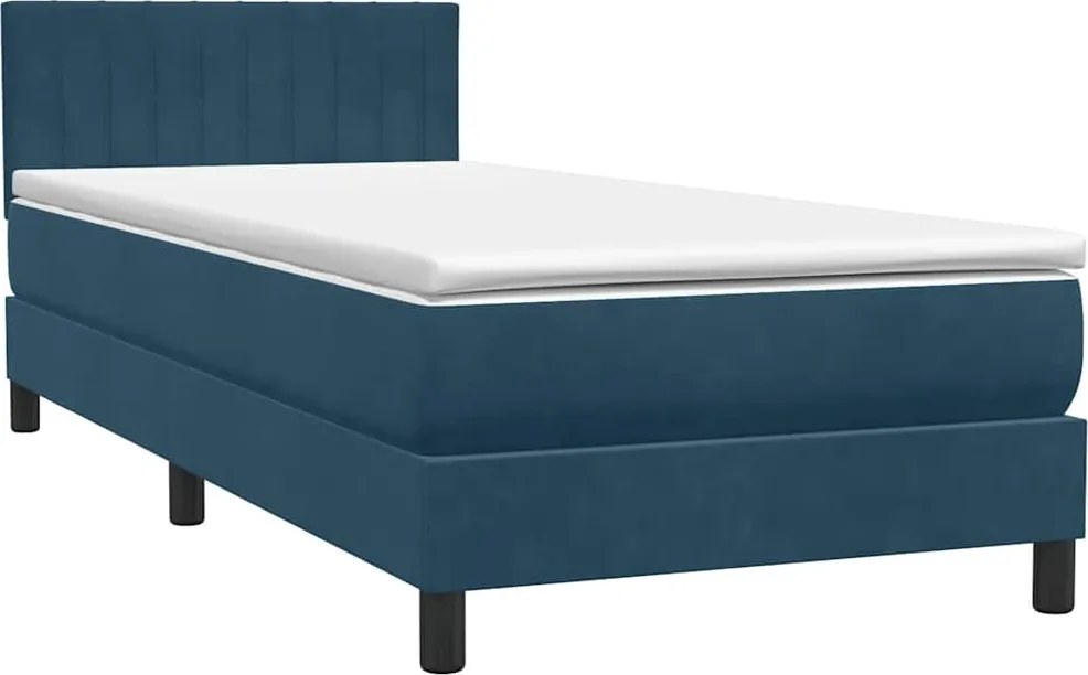vidaXL sötétkék bársony rugós ágy matraccal 80x210 cm