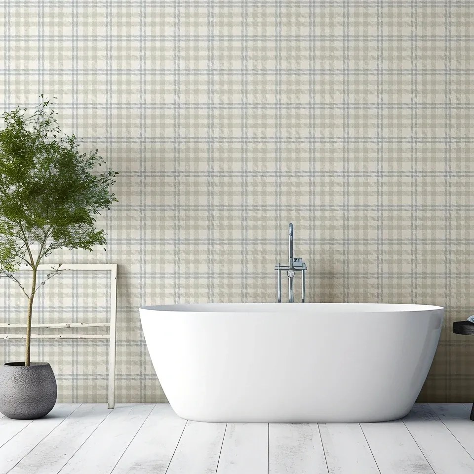 Arthouse Signature 2 Countryside Check bézs-kék kockás vinyl tapéta – 294606