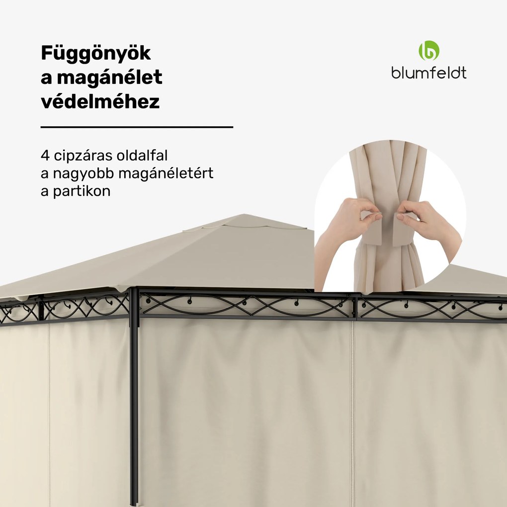 Blumfeldt Mondo, kerti pavilon, bulisátor, 295 x 262 x 295, acél, poliészter, bézs