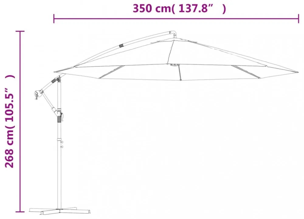 antracitszürke konzolos kerti napernyő alumínium rúddal 350 cm