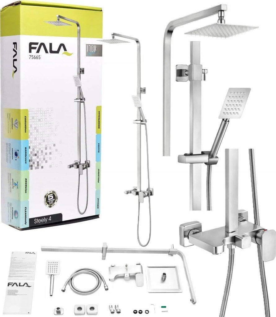 Zuhanyoszlop Esőztető Csaptelep Steely 4 Fala 75665