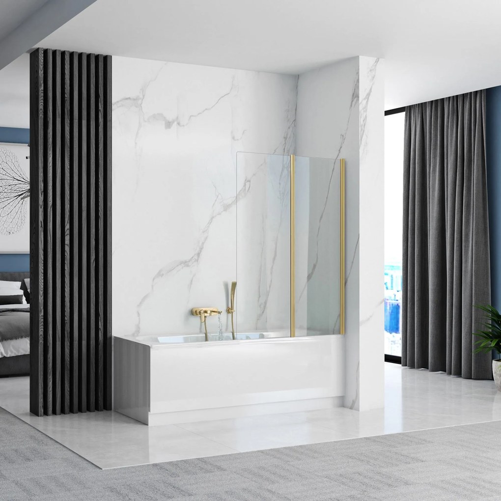 Fürdőkádparaván Rea Agat-2 100 cm BRUSH GOLD