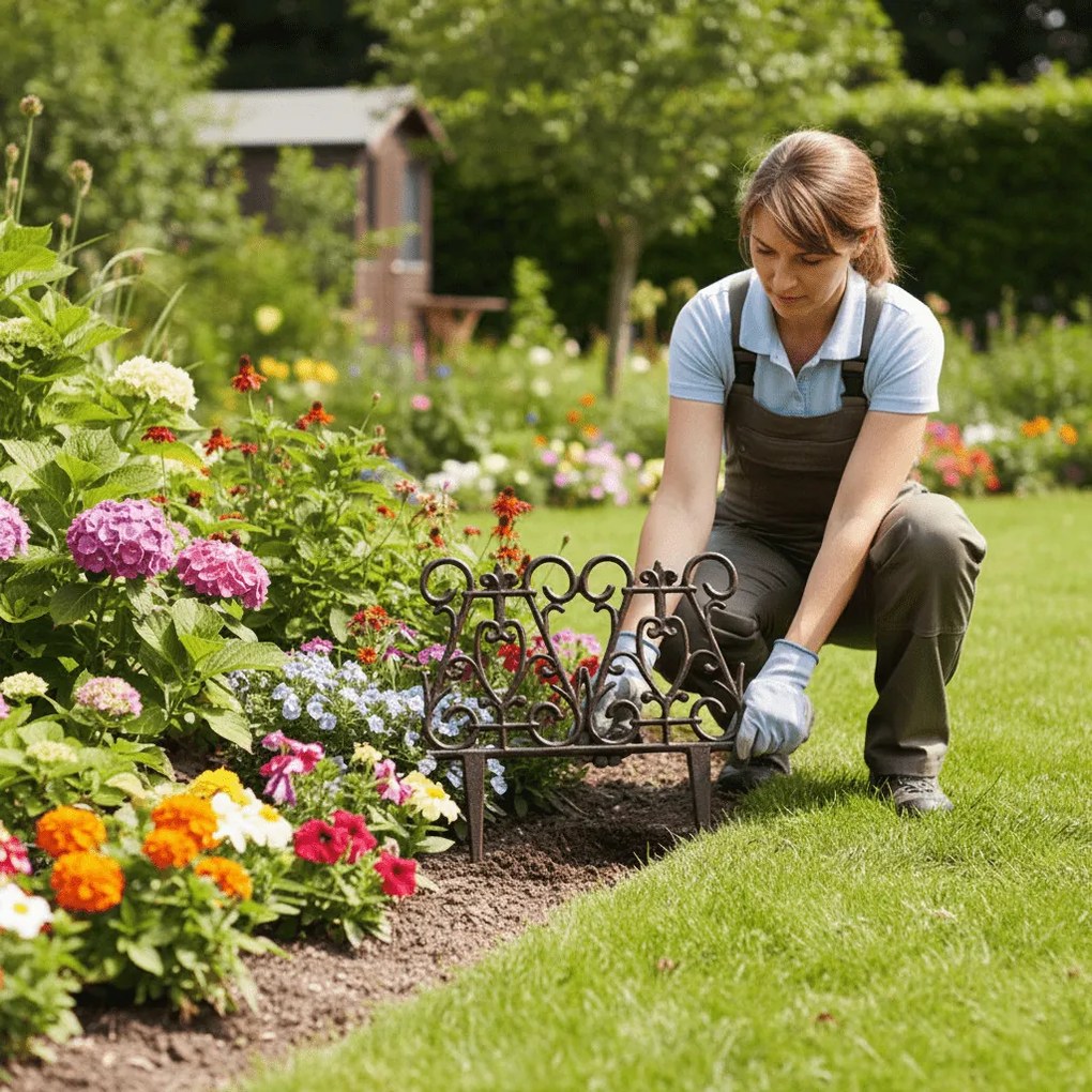 Leszúrható öntöttvas ágyásszegély, 26,5 x 27 cm