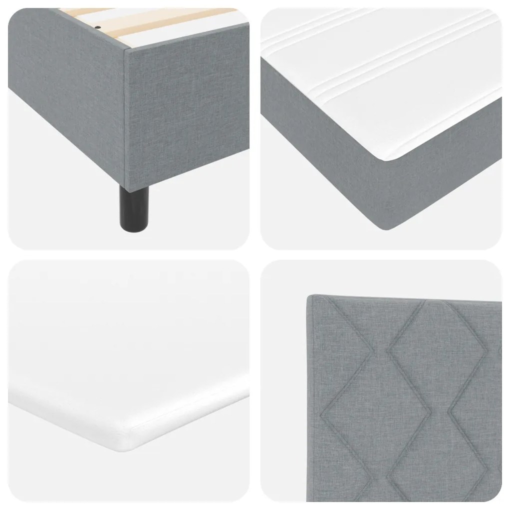 Boxspring Ágy Matraccal - Világosszürke, 100x200 cm, Szövet