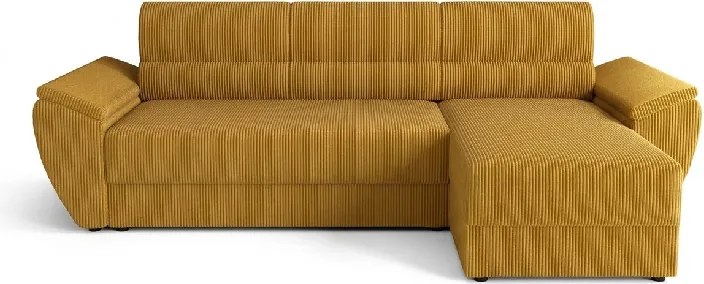 TAVERO L alakú kihúzható sarokkanapé, 251x140 cm, mustársárga, univerzális