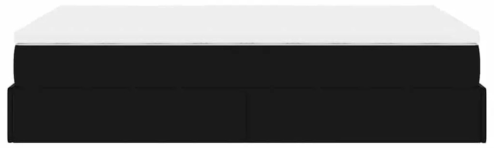 Ottomán ágykeret matraccal Fekete 120x200cm műbőrrel