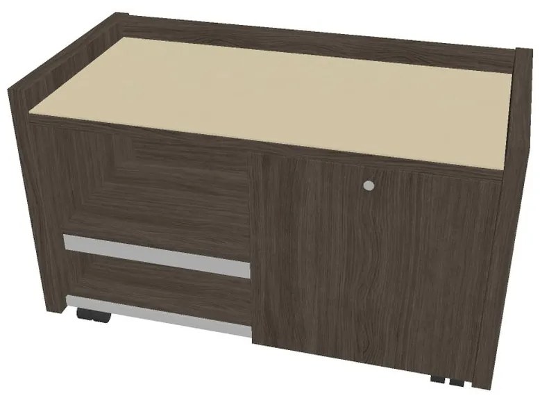 Verno mobil konténer 100 x 50 cm üveggel, bal, antracit tölgy / vanília