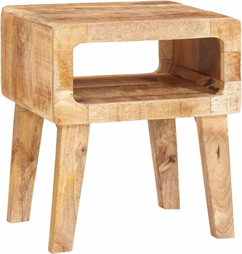 vidaXL Végasztal polcokkal Barna 40 x 32 x 46 cm Tömör Mangófát