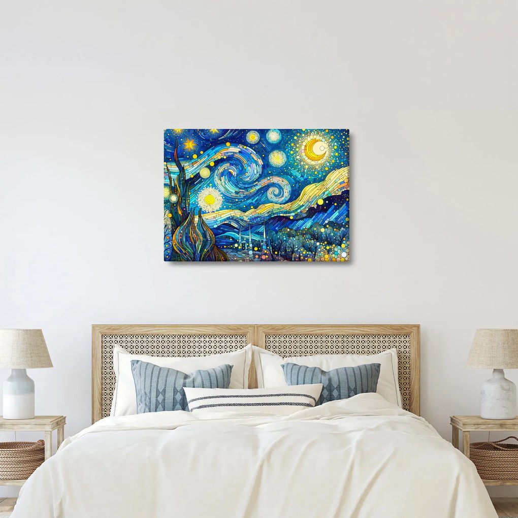 Kép – Csillagos éjszaka mozaikja (70x50 cm)