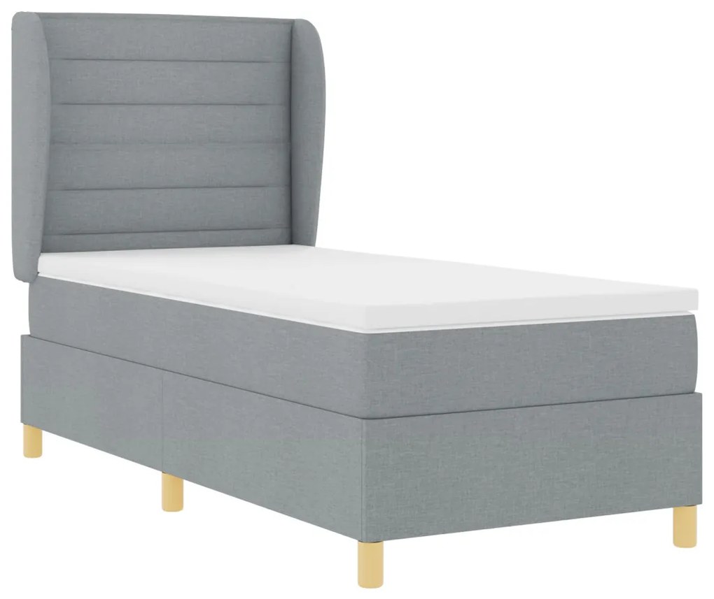 Boxspring Ágy Mattress-szel Világosszürkében, 100x200 cm Szövet