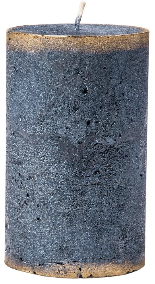 Rusztikus henger gyertya, 11 x 7cm - Kék