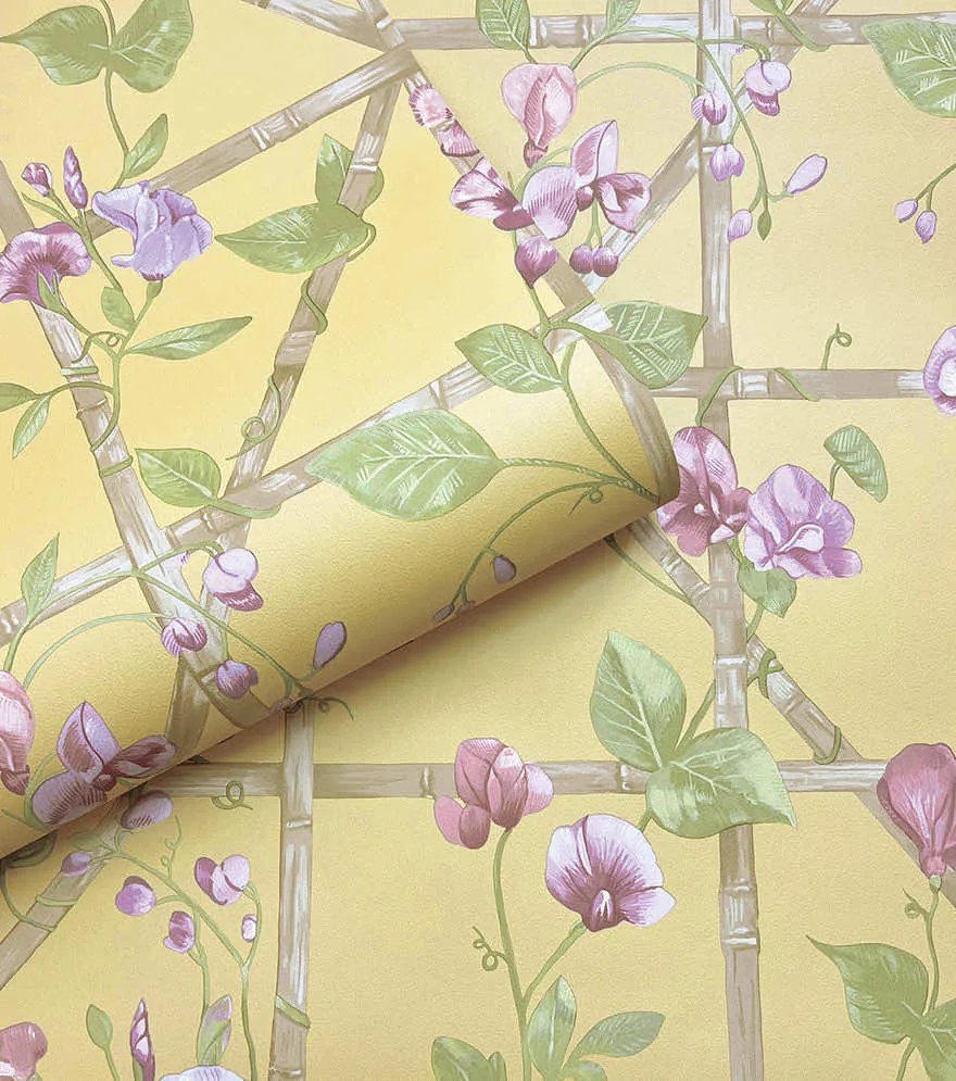 Holden Decor Imaginarium 3 Trailing Floral Trellis okkersárga rácsos papír tapéta – 14201