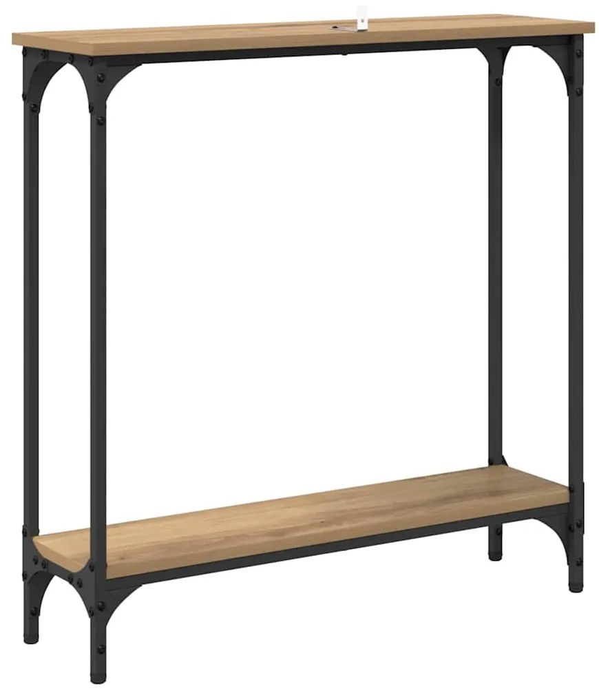 vidaXL Konzolasztal polcokkal Artisan tölgy 75 x 22,5 x 75 cm Faanyag
