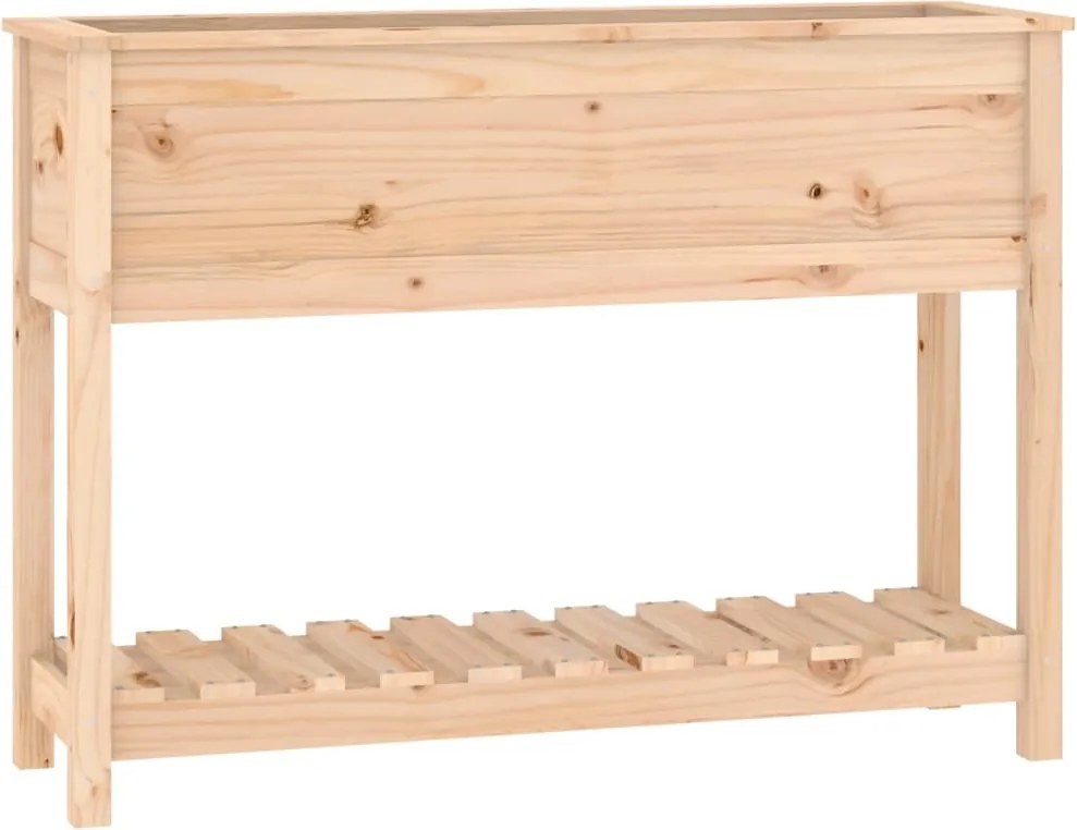 vidaXL tömör fenyőfa növénytartó polccal 111,5x34,5x81 cm