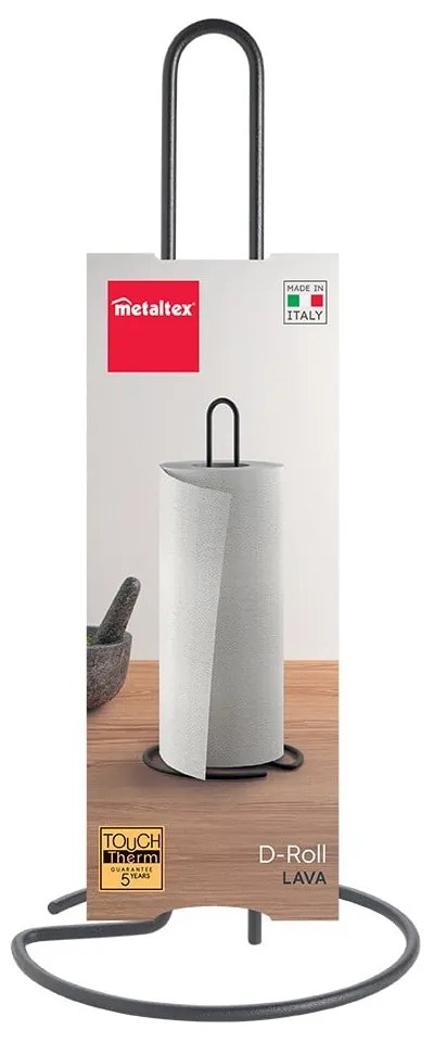 Matt fekete acél papírtörlő tartó ø 14 cm Lava – Metaltex