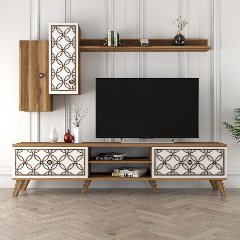 Class TV-állvány, dió-fehér, 180 cm – TR845HCT3011