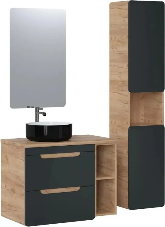 Eros SIMPLE 8 - PULTRA ültethető - Top Counter - porcelán mosdó- MATT FEKETE/FEHÉR - 36 x 36 x 13 cm