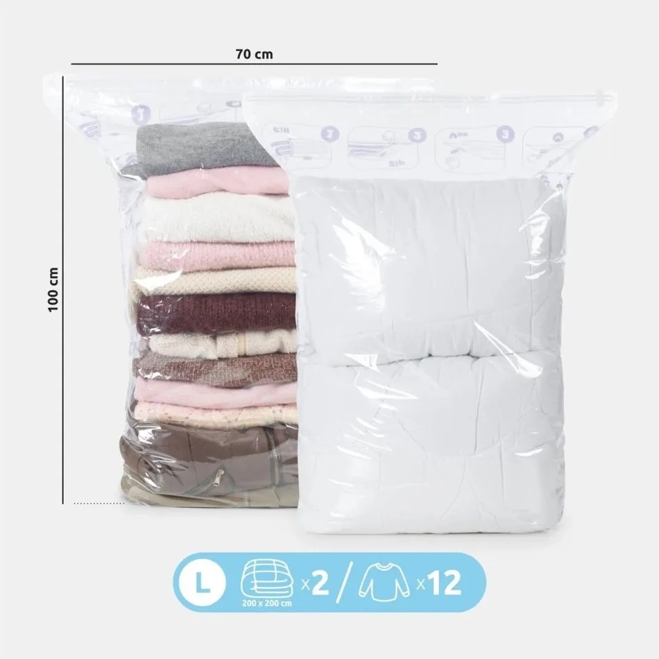Kompaktor Vákuumos tároló zsák Compress LLevendula 100 l, 70 x 100 cm, 1 db