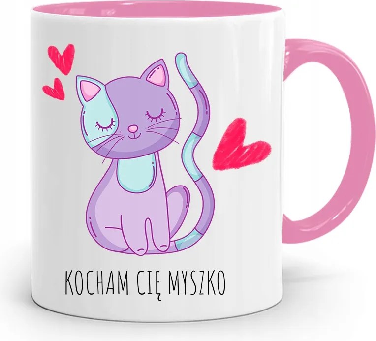 Rózsaszín Bögre Lányoknak Szeretlek Egér nyomott mintával